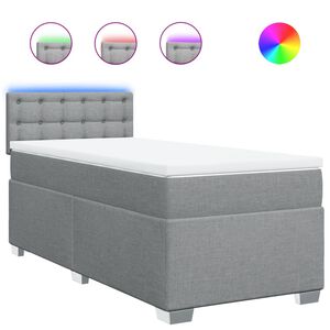 vidaXL Boxspring met matras stof lichtgrijs 80x200 cm