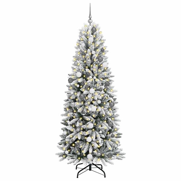 vidaXL Kunstkerstboom Wit 210 cm PVC en Plastic en Staal en PE