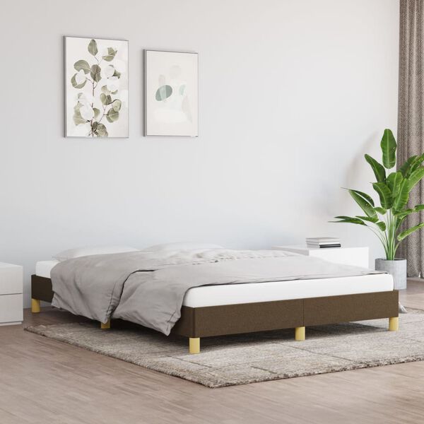vidaXL Bedframe zonder matras stof donkerbruin 140x190 cm