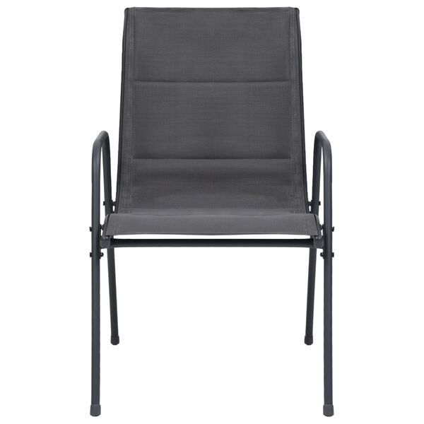 vidaXL Tuinstoelen 2 st stapelbaar staal en textileen antracietkleurig