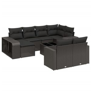 vidaXL 11-delige Loungeset met kussens poly rattan zwart
