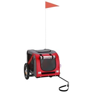 vidaXL Hondenfietstrailer oxford stof en ijzer rood en grijs