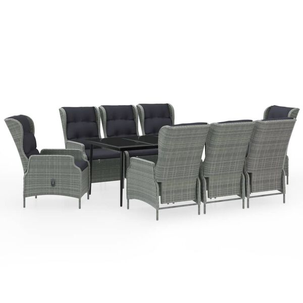 vidaXL 9-delige Tuinset lichtgrijs