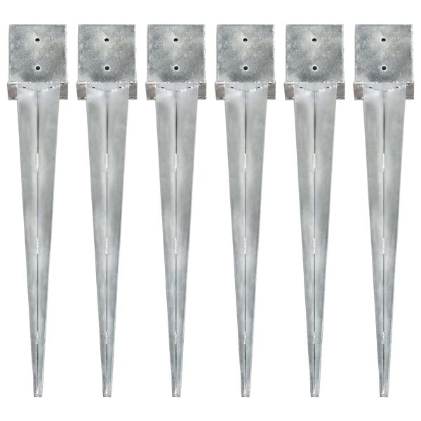 vidaXL Grondpinnen 6 st 14x14x91 cm gegalvaniseerd staal zilverkleurig