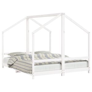 vidaXL Kinderbedframe 2x(80x200) cm massief grenenhout wit