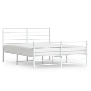 vidaXL Bedframe met hoofd- en voeteneinde metaal wit 120 x 190 cm
