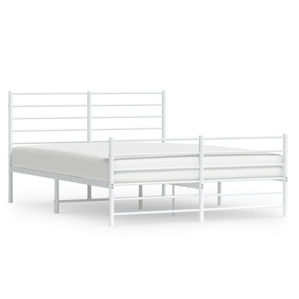 vidaXL Bedframe met hoofd- en voeteneinde metaal wit 120 x 190 cm