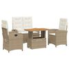 vidaXL 4-delige Tuinset met kussens poly rattan beige