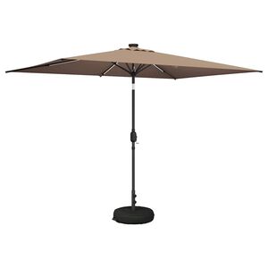 vidaXL Tuinparasol met LED-lampen en voet 200 x 300 cm Polyester Taupe