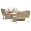 vidaXL 3-delige Loungeset met kussens poly rattan beige