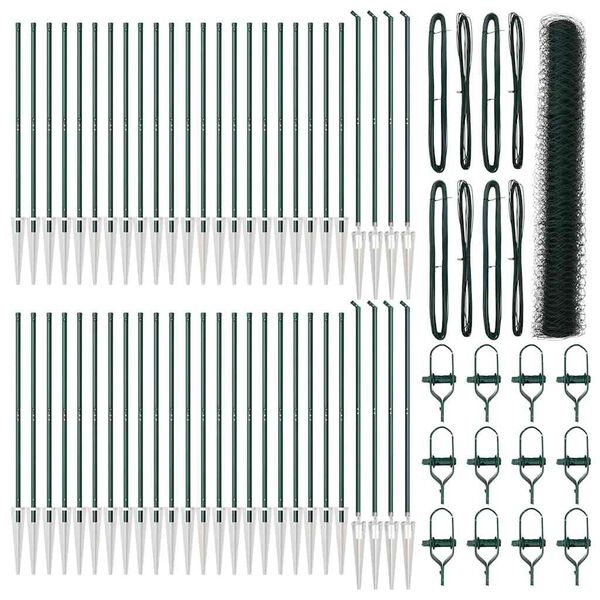 vidaXL Afrasteringspaal Groen 100 x 1,2 m (50 mm gaas) Staal en PVC