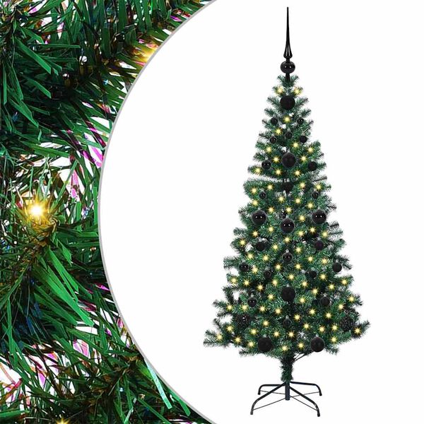 vidaXL Kunstmatig Voorverlicht Kerstboom Groen 120 cm PVC en Metaal