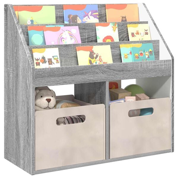 vidaXL Kinderen Boekenkast met opslag Grijs Sonoma 72,5 x 29,5 x 69 cm