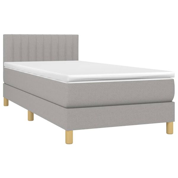 vidaXL Boxspring met matras stof lichtgrijs 100x200 cm