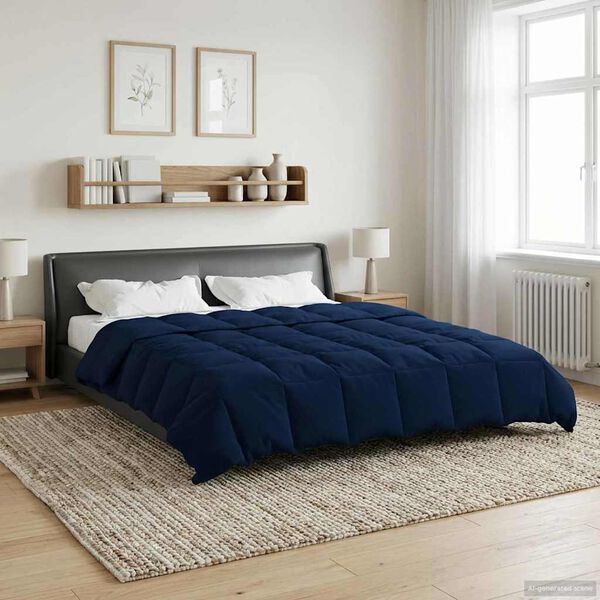 vidaXL Vol jaar dekbed Gekwilt Donkerblauw 200 x 240 cm Microfiber