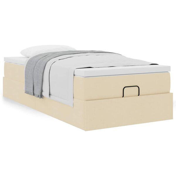 vidaXL Ottoman bed met matras 80x200cm stof cr&egrave;mekleurig