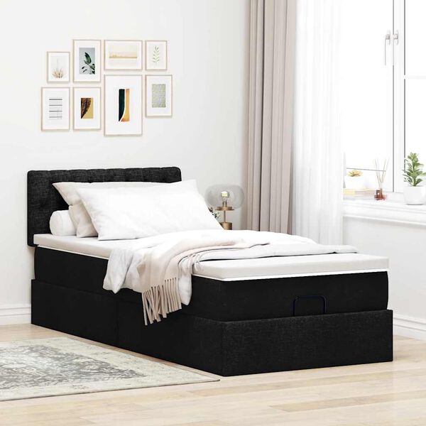 vidaXL Ottoman bed met matras 80x200cm stof zwart