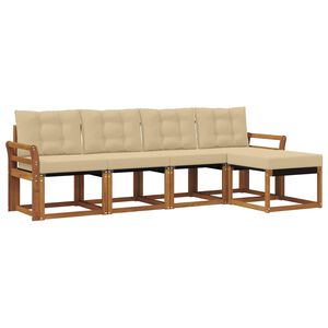 vidaXL Buiten bankenset met kussen 5 pcs Natuurlijk en Beige
