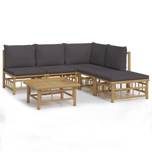 vidaXL 6-delige Loungeset met kussens bamboe donkergrijs