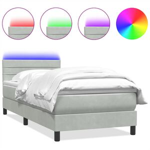 vidaXL Boxspring met matras en LED fluweel lichtgrijs 80x210 cm