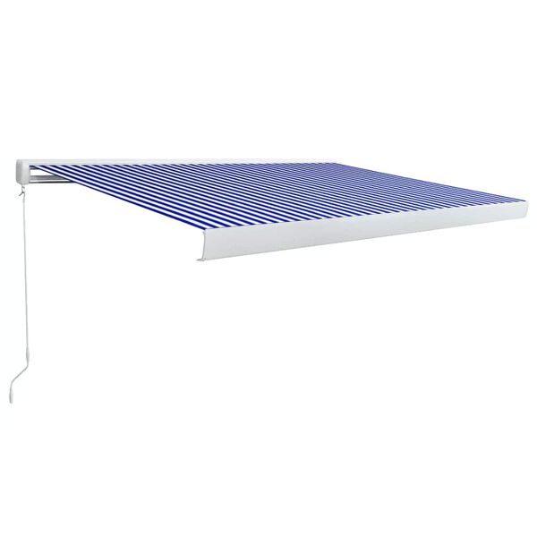 vidaXL Luifel handmatig 300x250 cm blauw en wit