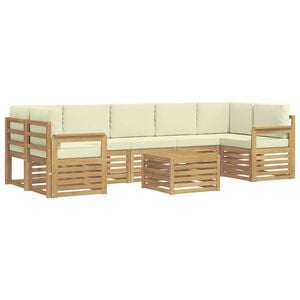 vidaXL Buiten bankenset 8 st 7-zits Wit en cr&egrave;mekleurig Polyester