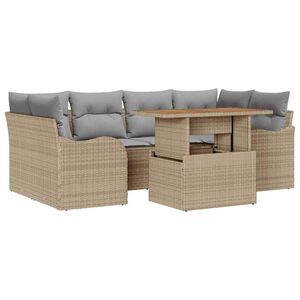 vidaXL Tuin Sofa Set met kussen 7 pcs beige en lichtgrijs