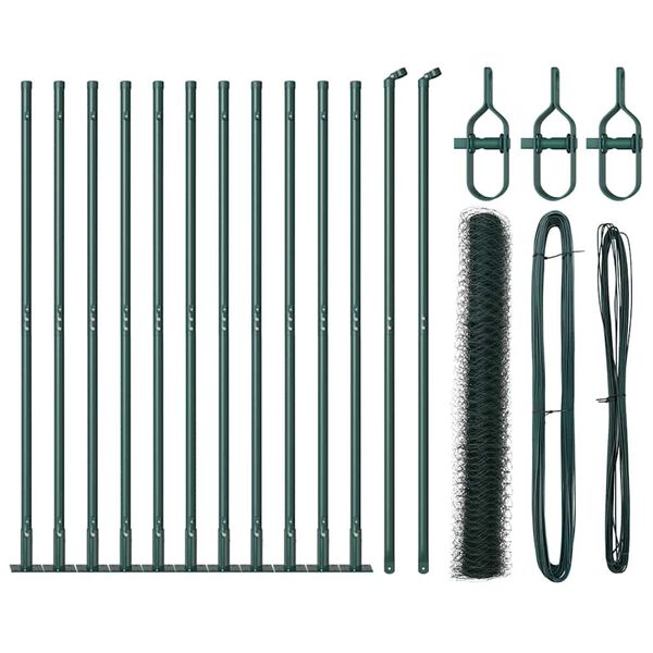 vidaXL Afrasteringspaal Groen 25 x 0,8 m (36 mm gaas) Staal en PVC