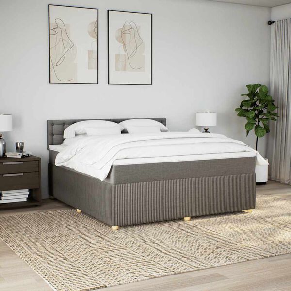 vidaXL Boxspring met matras stof taupe 180x200 cm