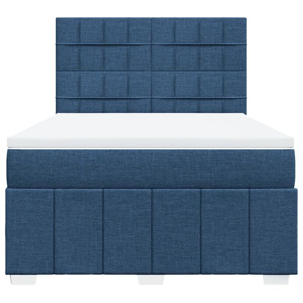 vidaXL Boxspring met matras stof blauw 160x200 cm