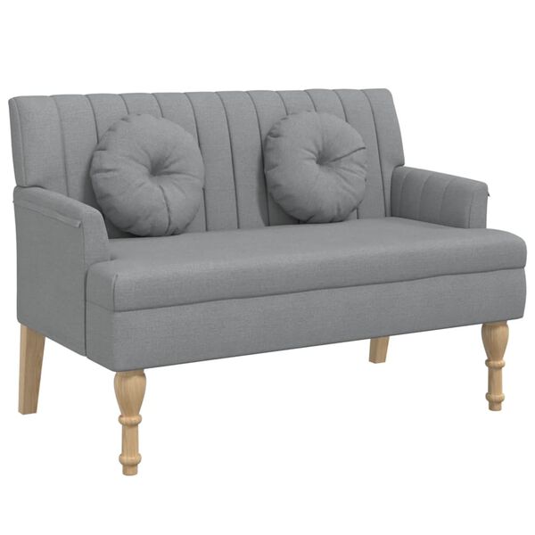 vidaXL Bankje met kussens 113x64,5x75,5 cm stof lichtgrijs