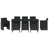 vidaXL Tuin eettafelset met kussen 9 pcs Zwart poly rattan
