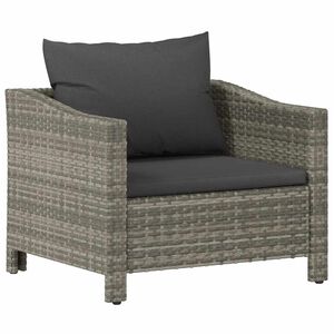 vidaXL Tuinfauteuil met kussen grijs poly rattan