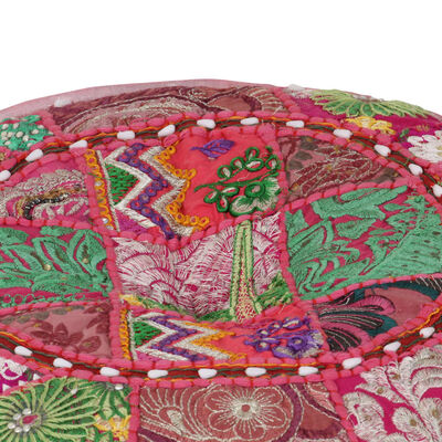 vidaXL Poef patchwork rond handgemaakt 40x20 cm katoen roze