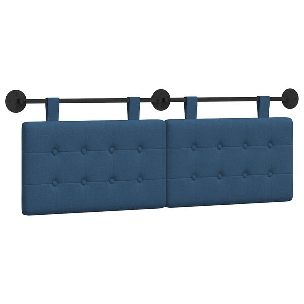 vidaXL Hangend Hoofdeinde Wandgemonteerd Blauw 130 x 55 x 5 cm Stof