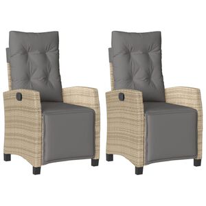vidaXL Tuinstoelen 2 st verstelbaar voetensteun poly rattan beige mix