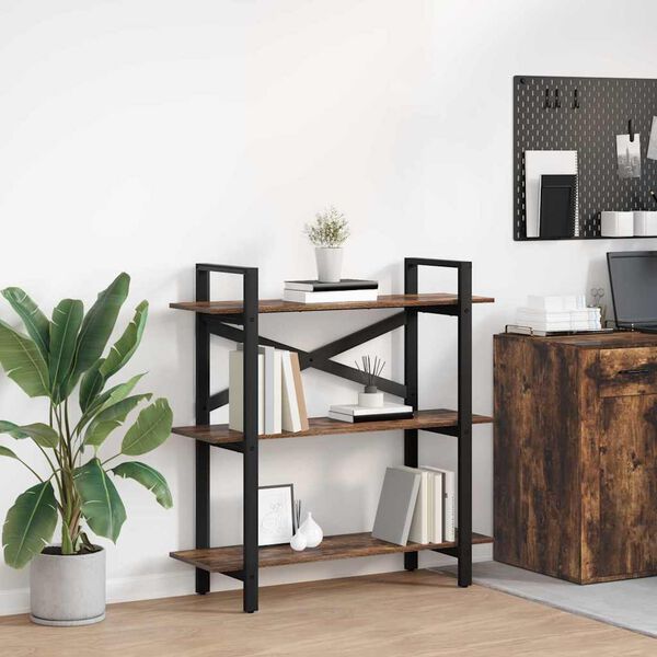 vidaXL Boekenkast Gerookt eiken 100 x 33,5 x 102 cm Bewerkt hout