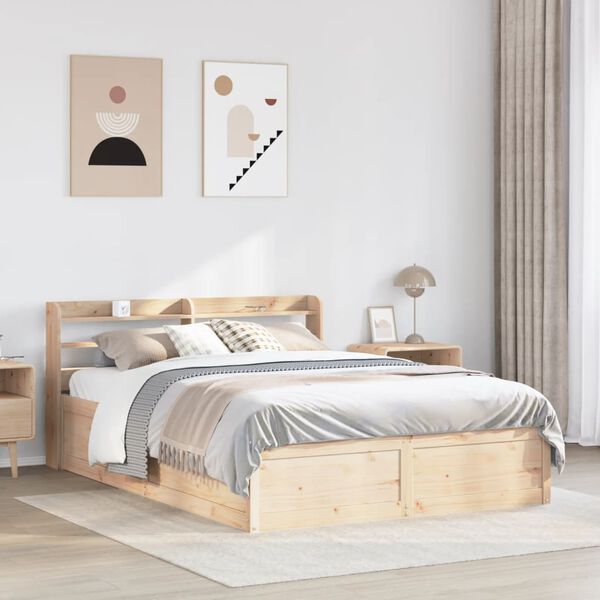 vidaXL Bedframe met hoofdbord massief grenenhout 120x190 cm