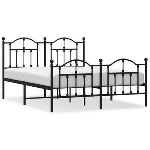 vidaXL Bedframe met hoofd- en voeteneinde metaal zwart 140x200 cm