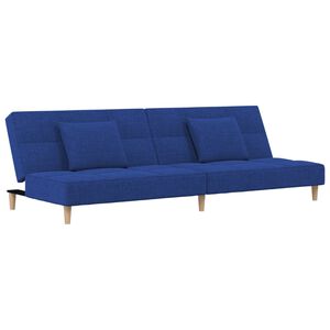 vidaXL Slaapbank 2-zits met 2 kussens stof blauw