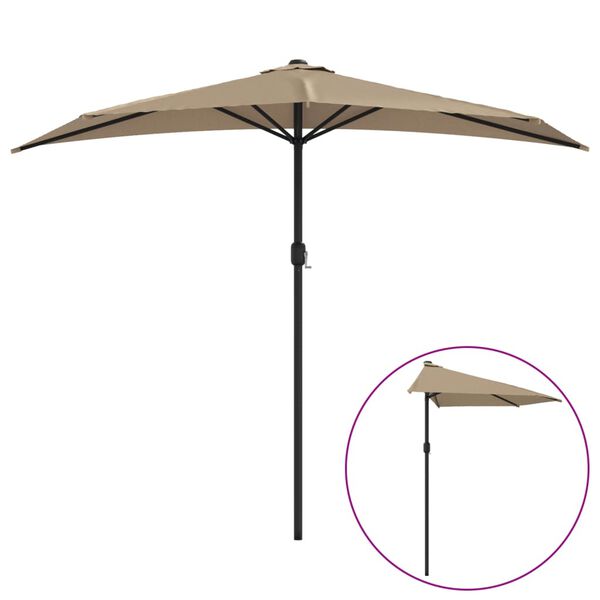 vidaXL Balkonparasol half met aluminium paal 270x144 cm taupe