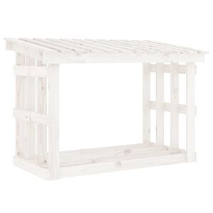 vidaXL Haardhoutrek 108x64,5x77 cm massief grenenhout wit