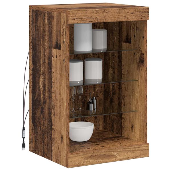 vidaXL LED Sideboard Oudhout 41 x 37 x 67 cm Bewerkt hout
