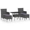 vidaXL 5-delige Tuinset poly rattan en gehard glas grijs