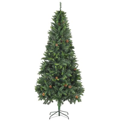 vidaXL Kunstkerstboom met dennenappels 210 cm groen