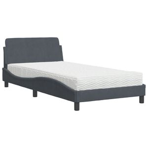 vidaXL Bed met matras "Dover" fluweel donkergrijs 100x200 cm