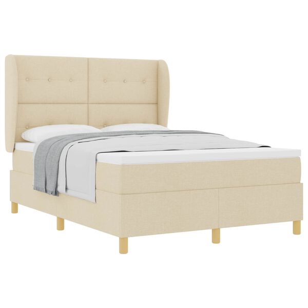 vidaXL Boxspringbed met Matras Donkergrijs 90x190 cm Cr&egrave;me Stof