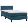 vidaXL Boxspring met matras fluweel donkerblauw 100x220 cm