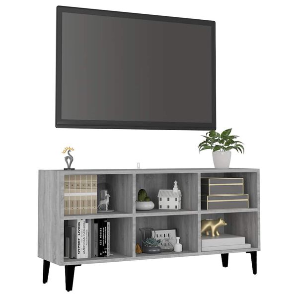 vidaXL Tv-meubel met metalen poten 103,5x30x50 cm grijs sonoma eiken