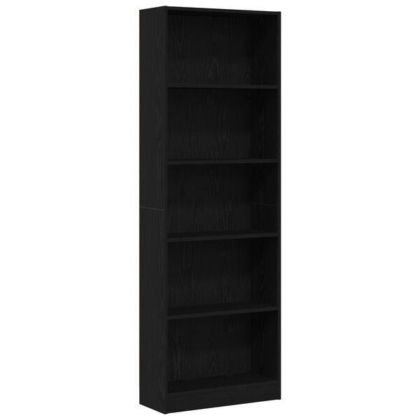 vidaXL Boekenkast Zwart Eiken 60 x 24 x 176 cm Bewerkt hout